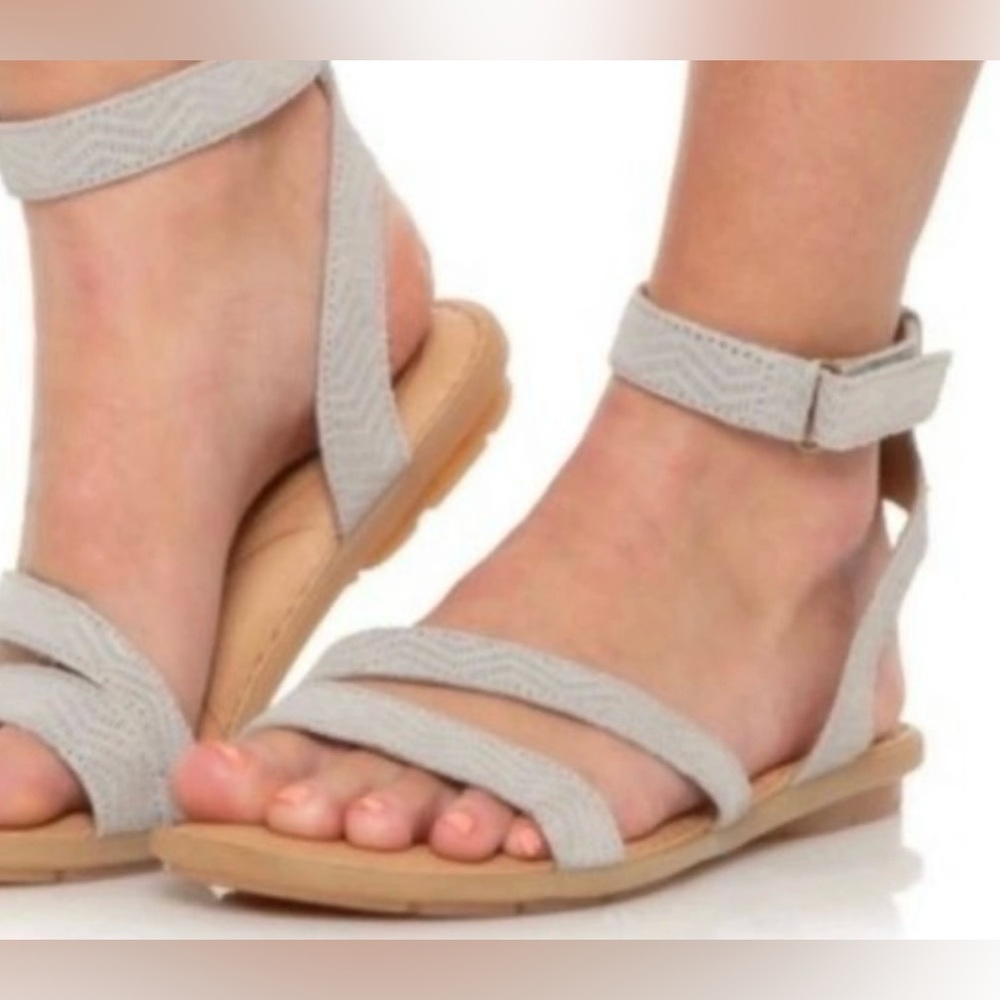 Born Light Gray Strappy Ankle Strap Sandals